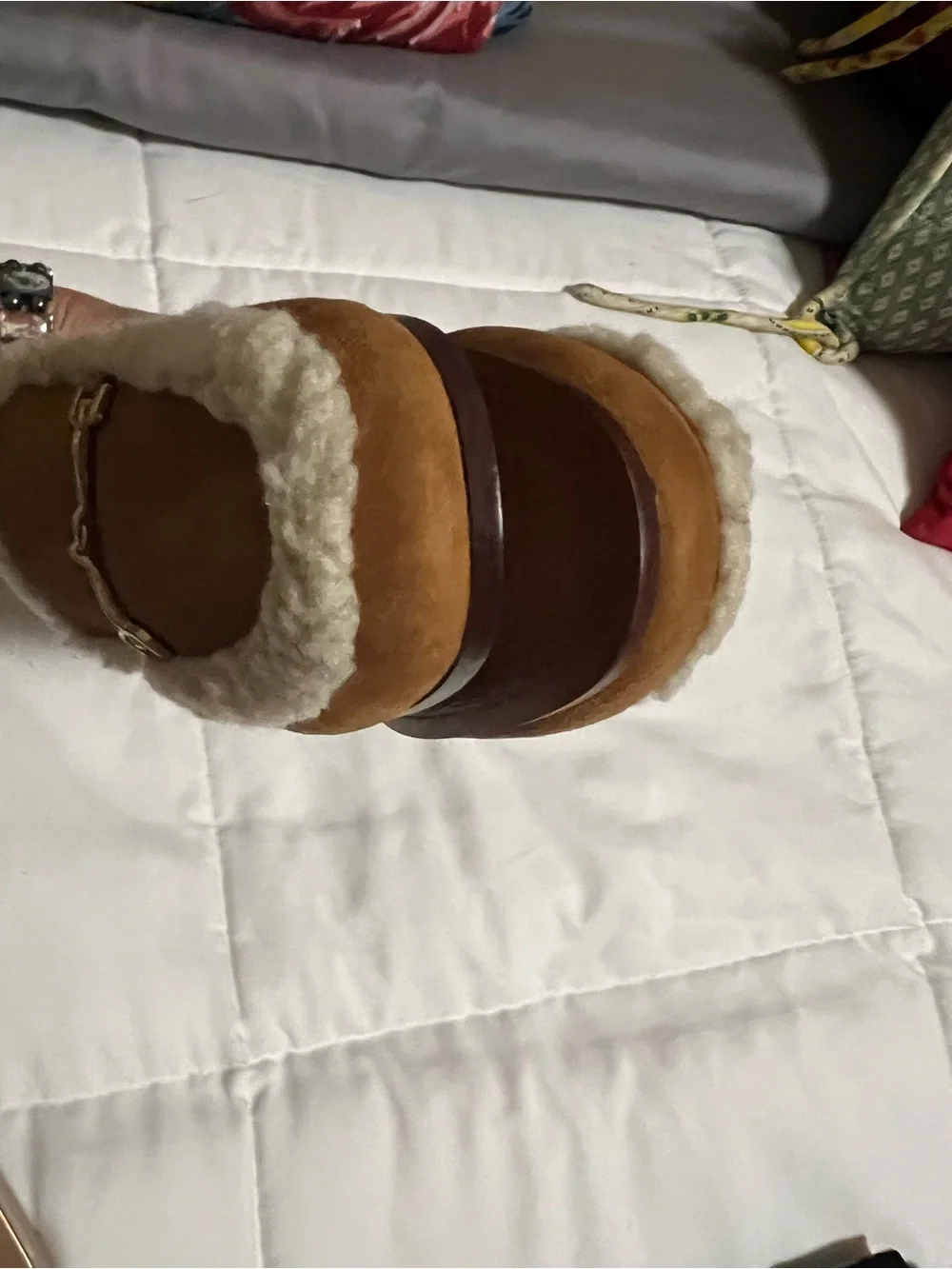 Sam Edelman Tan Suede Shearling-Trim Loafer Mules